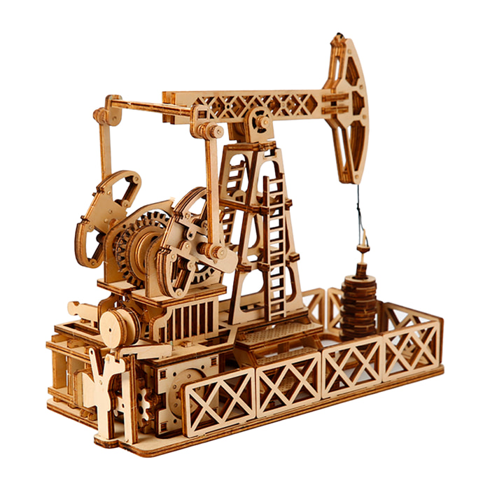Modello in legno 3D, design di piattaforma petrolifera con movimento meccanico. 186 pezzi.