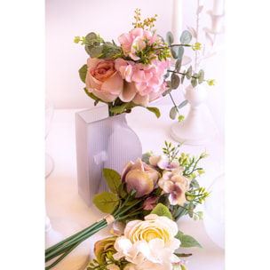 Bouquet Rose/Ortenzia 40 Cm - Pezzi 4 - 16X40X16cm - Colore: Rosa - Bianchi Dino - Fiori Artificiali