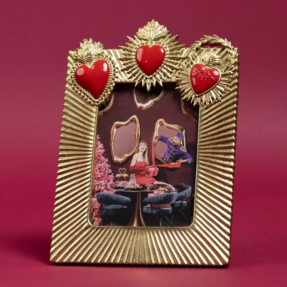 Cadre photo trois coeurs enflammés 20x29cm Kare Design