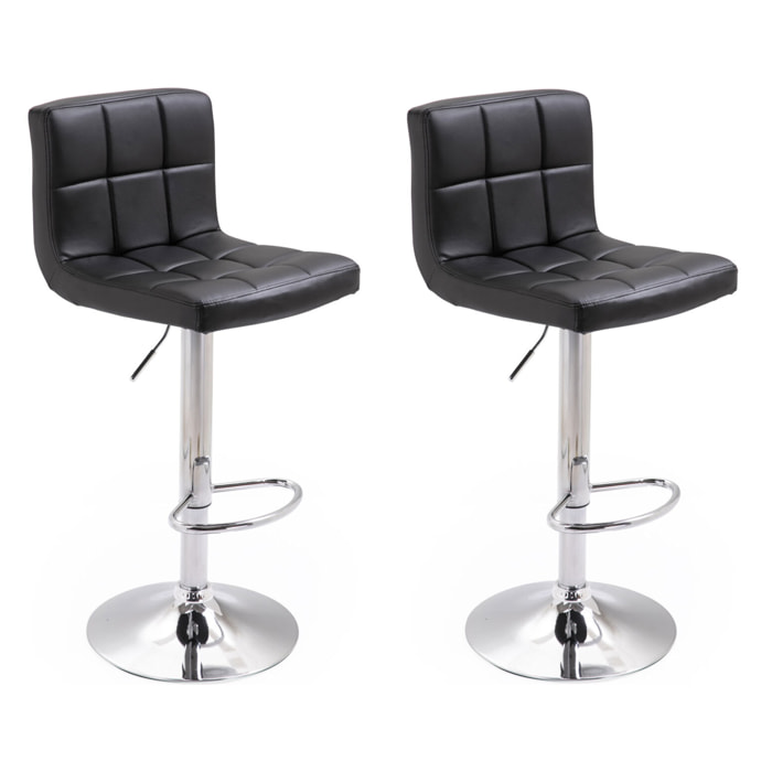 Lot de 2 tabourets de bar noir MIKE