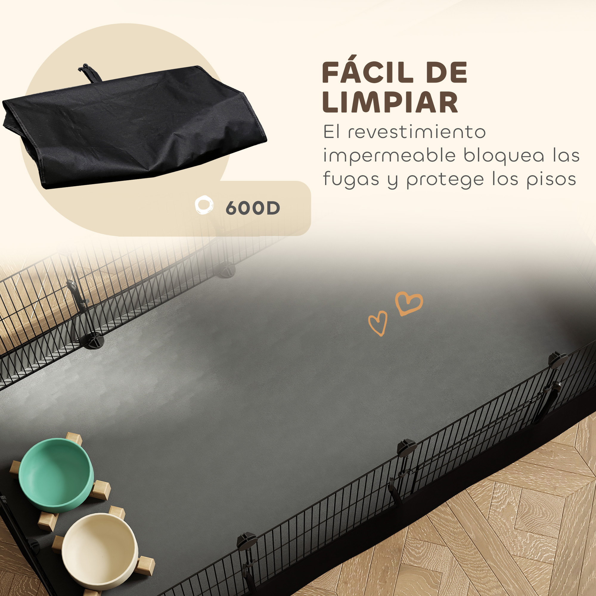 Valla Metálica para Mascotas de 12 Paneles, Jaula para Animales Pequeños, Forma Personalizable, Alfombrilla Impermeable, Parque para Cobayas, Erizos, 120x60x40 cm, Negro