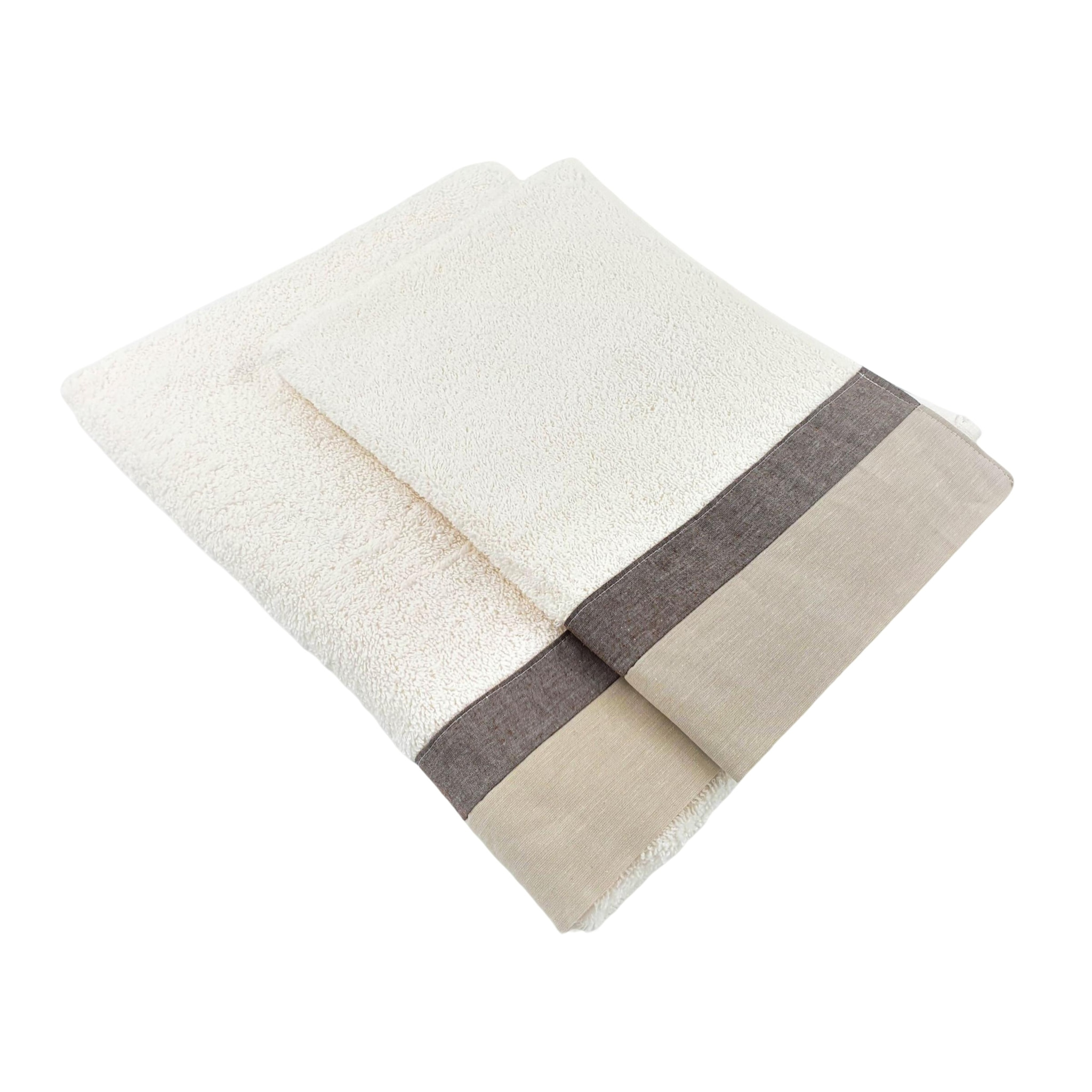 Set Spugna VARAZZE 2 Pezzi: Viso+Ospite - Panna - 450 gr/m² - Puro Cotone