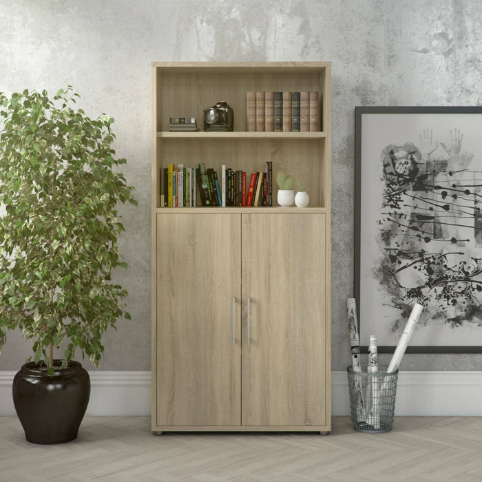 Credenza Saotome, Buffet da soggiorno, Madia da salotto, Dispensa da cucina, 89x40 h186 cm, Quercia