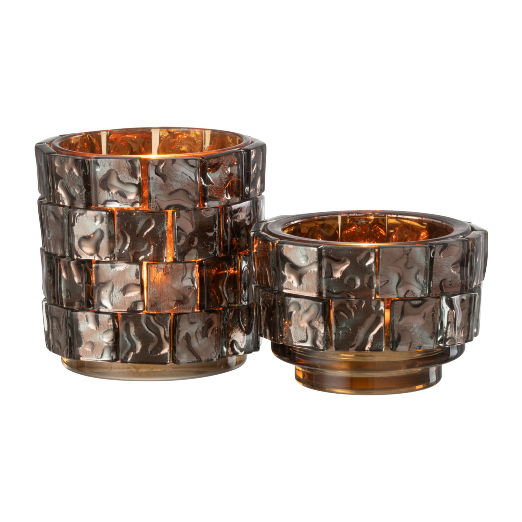 J-Line photophore Carre Mosaïque - verre - marron - large