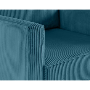 Charlie - fauteuil - pieds hauts - en velours côtelé - Bleu canard