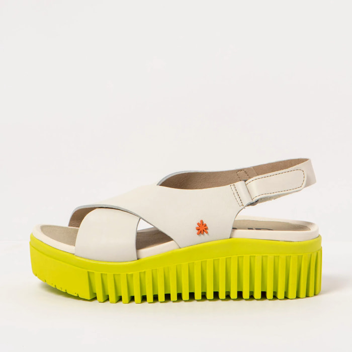 Sandalia de cuña 1574 NAPPA CREAM-PISTACHO/BRIGHTON color Cream-pistacho