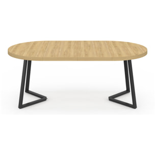 Table à manger ronde extensible Sana bois et noir Ø110-200cm