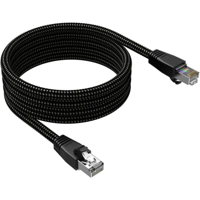 Câble Ethernet ADEQWAT RJ45 1M Droit CAT8 noir