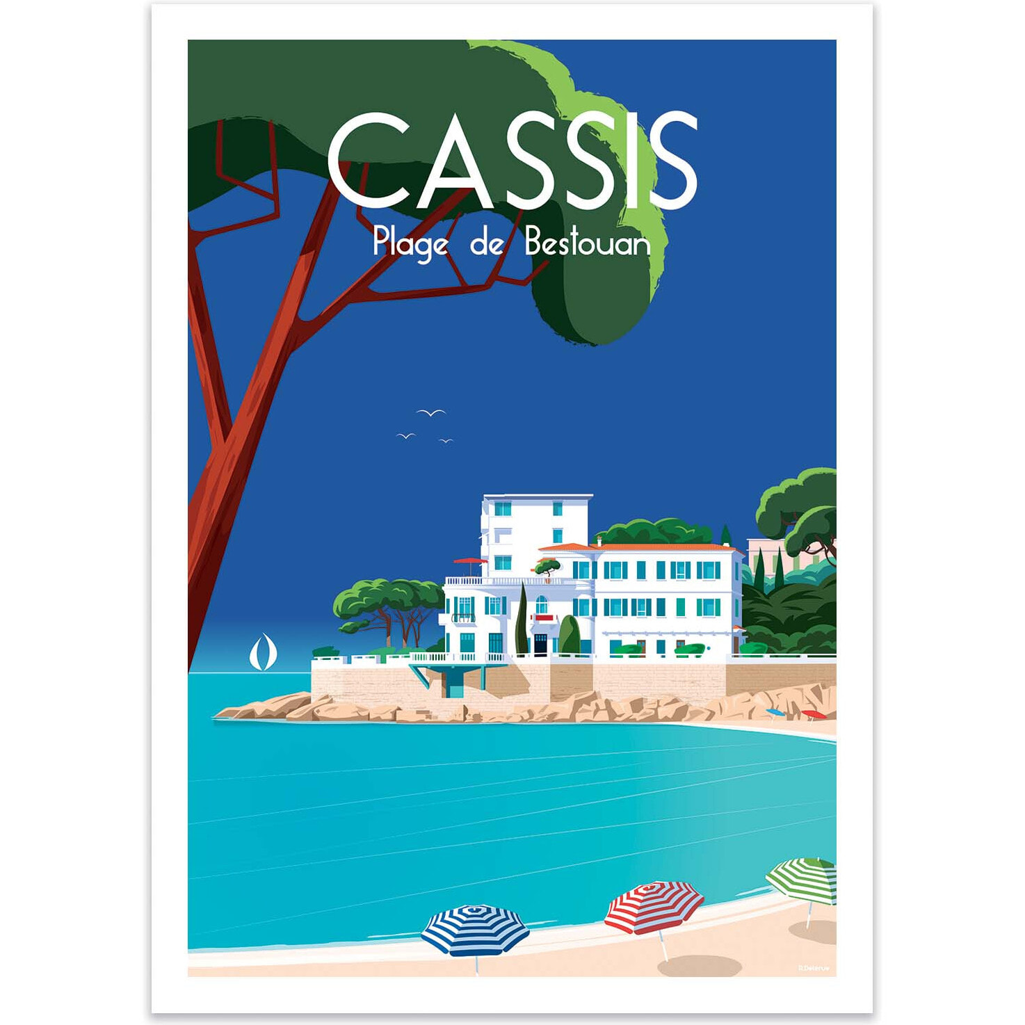 Affiche - Cassis Plage de Bestouan - Raphael Delerue