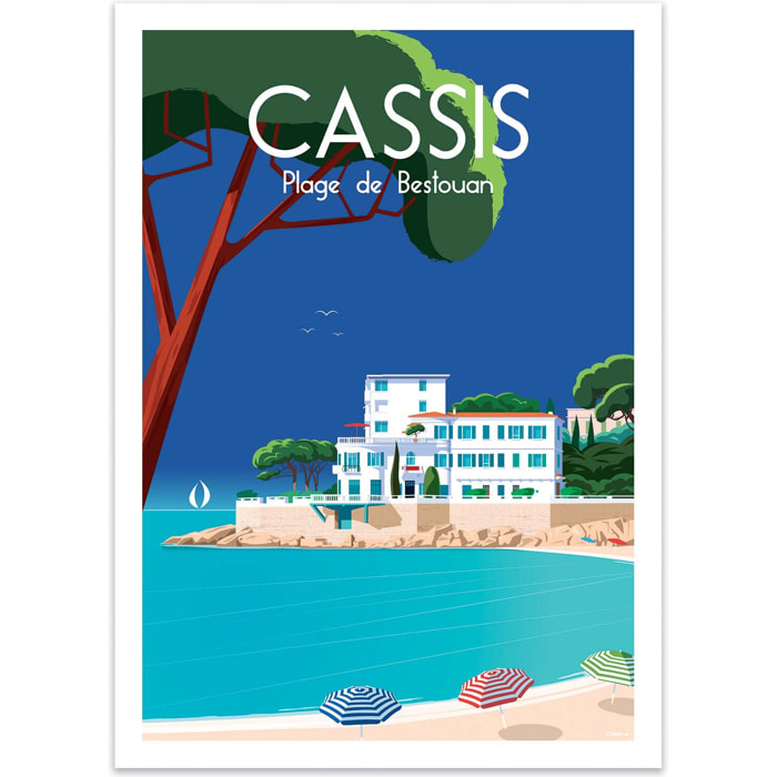Affiche - Cassis Plage de Bestouan - Raphael Delerue