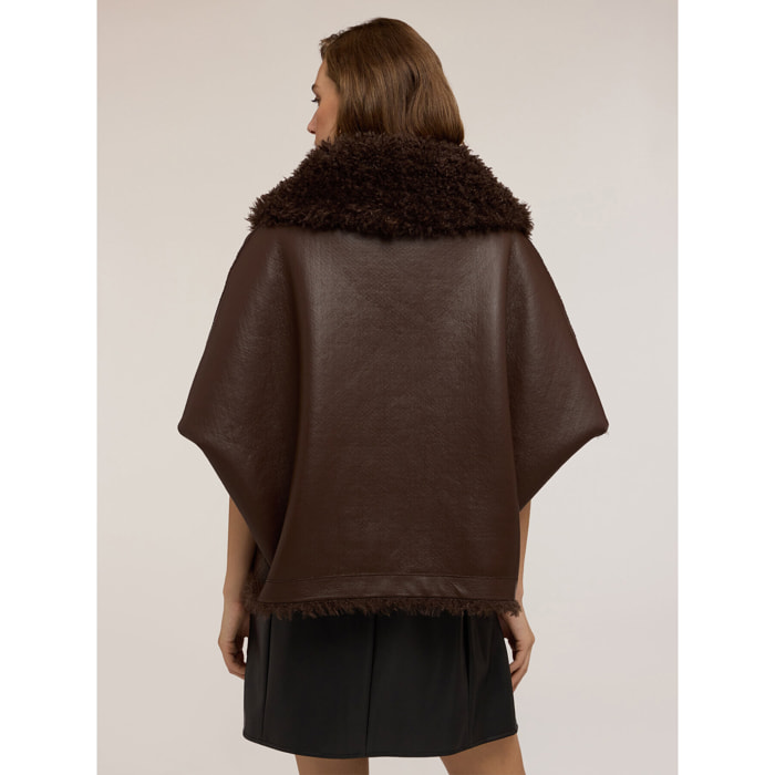 Motivi - Montone reversibile oversize con zip e tasche - Marrone