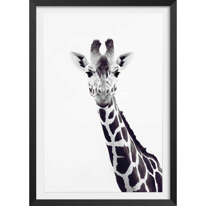 Affiche enfant girafe noire  Affiche + cadre en bois - Noir