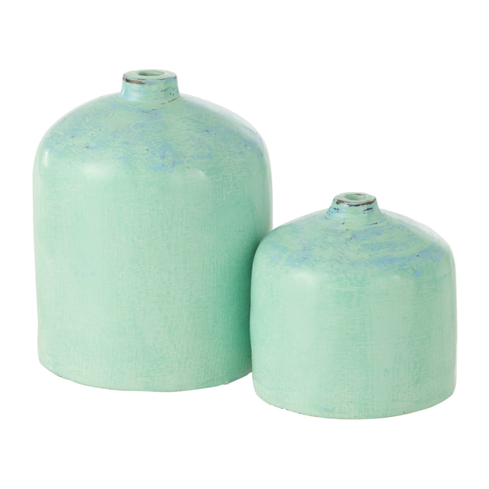 J-Line vase Leonard - céramique - bleu - large - 21 cm de hauteur