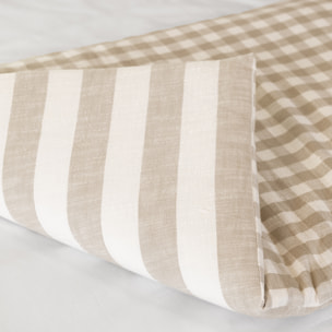 Édredon réversible coton flammé motifs rayures et vichy LOURMARIN - Beige