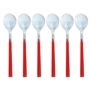 Lot de 6 cuillères à café rouges en acier inoxydable  COLORAMA
