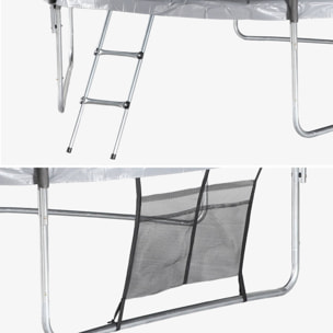 Trampoline Ø 305cm - Mars Inner XXL- trampoline de jardin gris avec filet de protection intérieur. échelle. bâche. filet pour chaussures et kit d'ancrage 3.05m 305cm