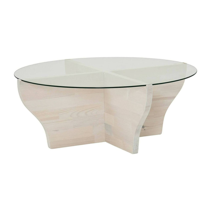 Tavolino da salotto Califfi, Tavolo basso da caffè, Portariviste per divano, Ripiano da soggiorno, 92x92h36 cm, Bianco
