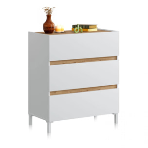 Cómoda Ezra Blanco Artik (Blanco Mate) - Roble Nodi