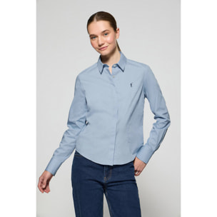 Camisa slim de popelín azul celeste con logo bordado Rigby Go