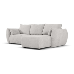 Canapé d'angle droit convertible avec coffre de rangement "Matera" 4 places en chenille gris clair
