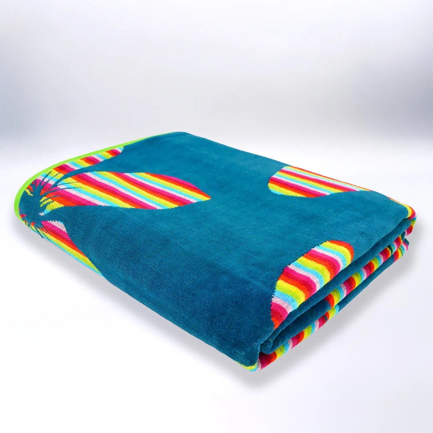 Serviette de plage XL éponge velours Jacquard Bleu 140x180 400g/m² - Yakama