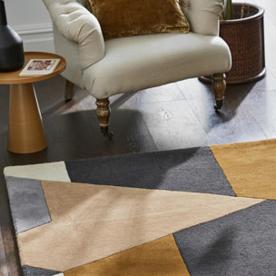 Tapis salon et chambre fait à la main en laine motif géométrique HAGU