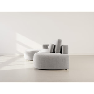 Mahina - canapé d'angle gauche 4 places convertible avec coffre en velours côtelé - Gris clair