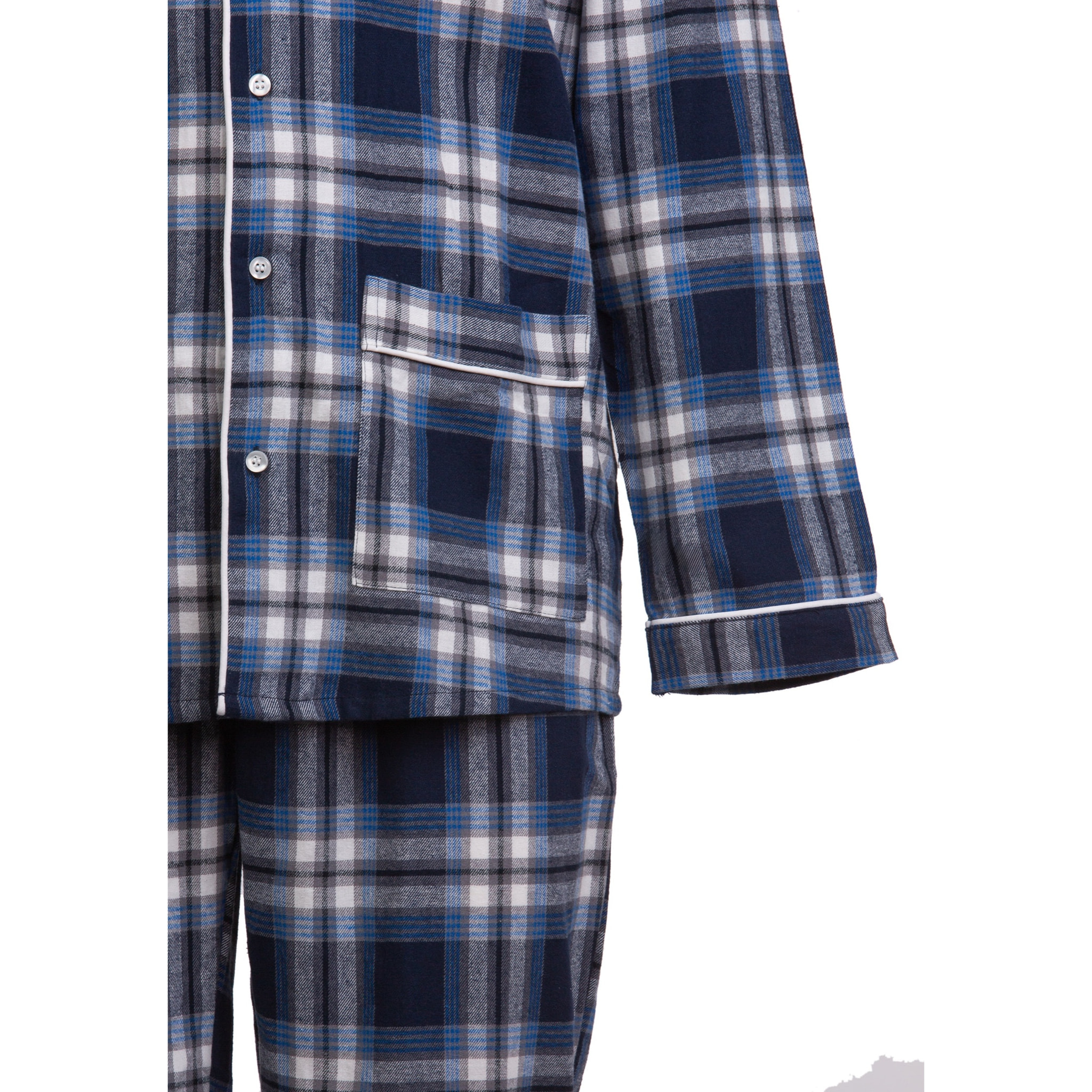 PIGIAMA DONNA flanella invernale quadro bianco e blu