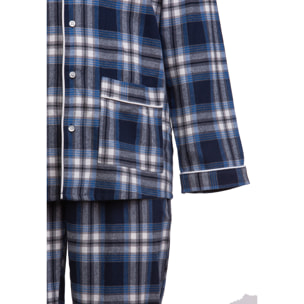 PIGIAMA DONNA flanella invernale quadro bianco e blu