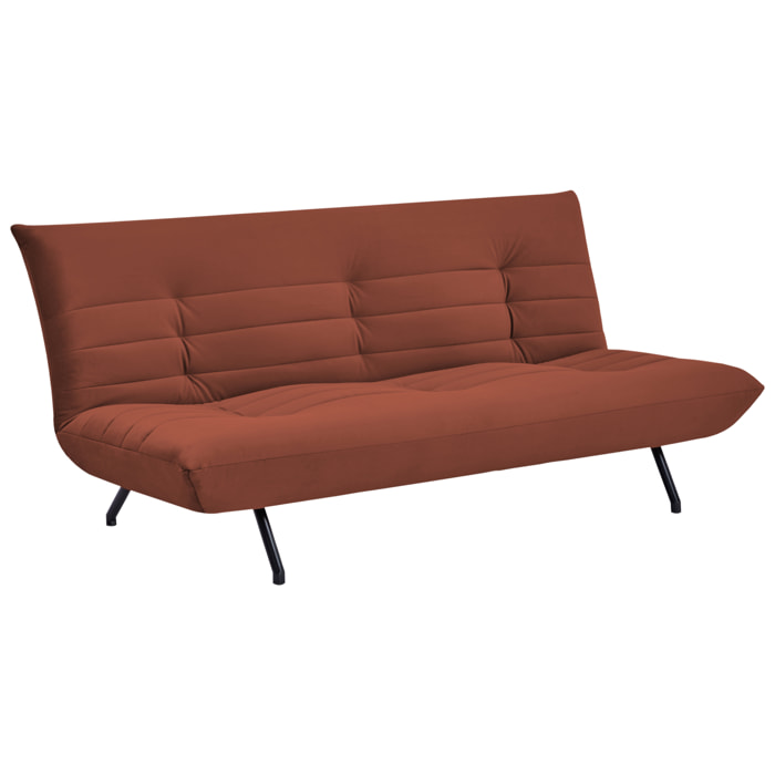 Canapé convertible 3 places en velours terracotta ANATOLE