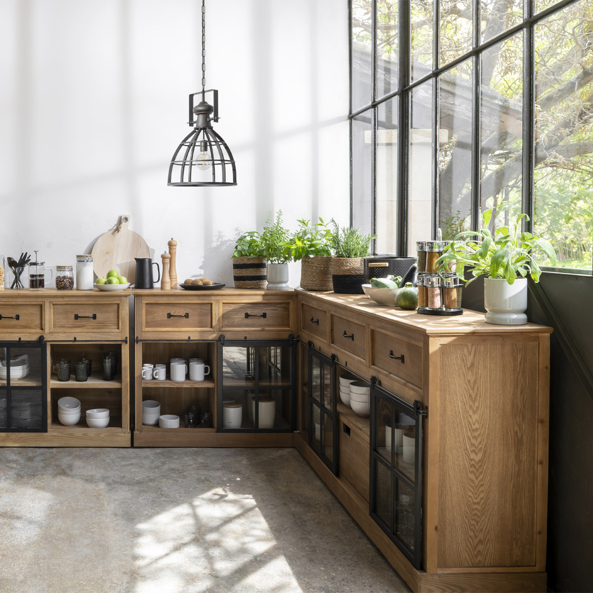 Buffet 2 portes "Danik" bois naturel 160x85cm