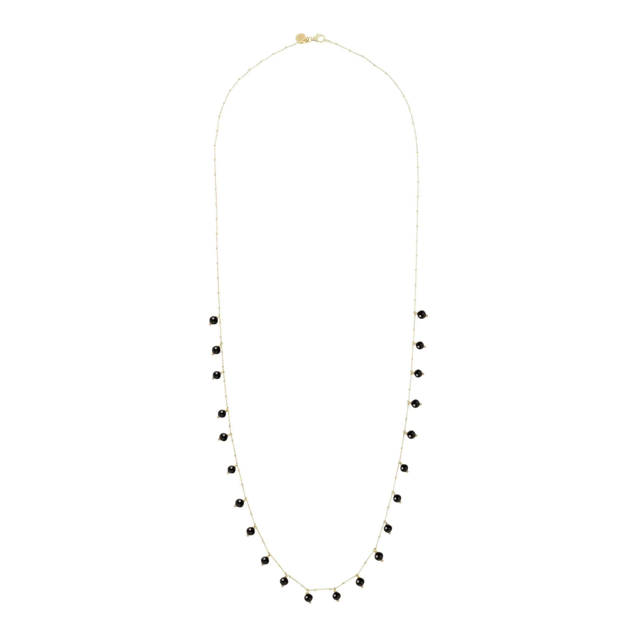 Collana Lunga Rosario con Ciondoli Tondi in Pietra Naturale Agata Bianca