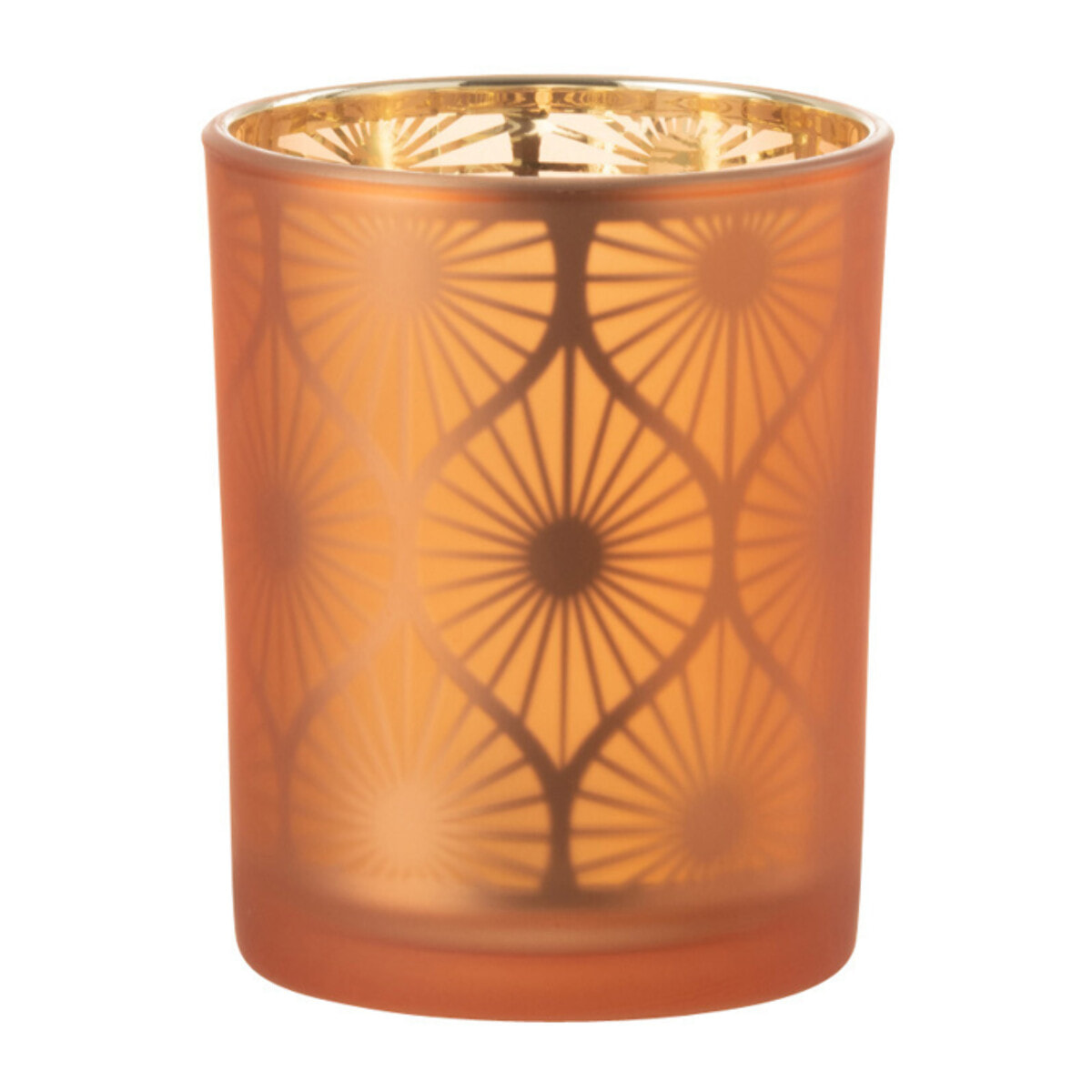 J-Line photophore Losange Fleurs - verre - orange - medium - 2 pièces