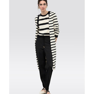 Cardigan lavorato a maglia bianco e nero