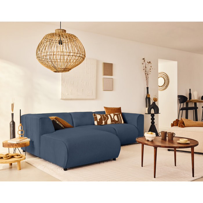 Suaro - Module d'assise méridienne gauche en tissu texturé - Bleu