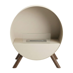 Venere - Camino a Bioetanolo da Pavimento 60x72x30 cm con Bruciatore 1 Litro e Piedi in Legno di Pino Tortora