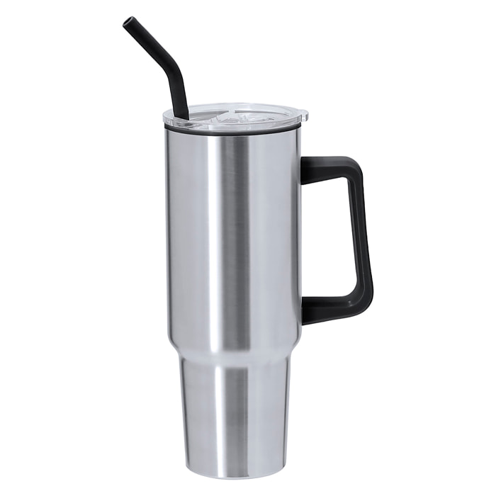 Jarra térmica de 1,2 L de capacidad en acero inoxidable e interior de PP en color negro. Con tapadera de cierre a presión. Libre de BPA.