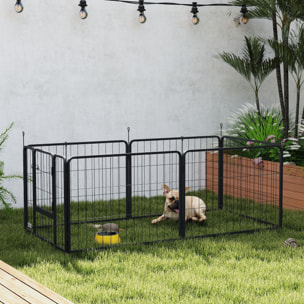Parque para Perros de 6 Paneles de 60 cm de Altura, Vallas para Perros de Acero Plegable, con Puerta, para Interior y Exterior, Negro