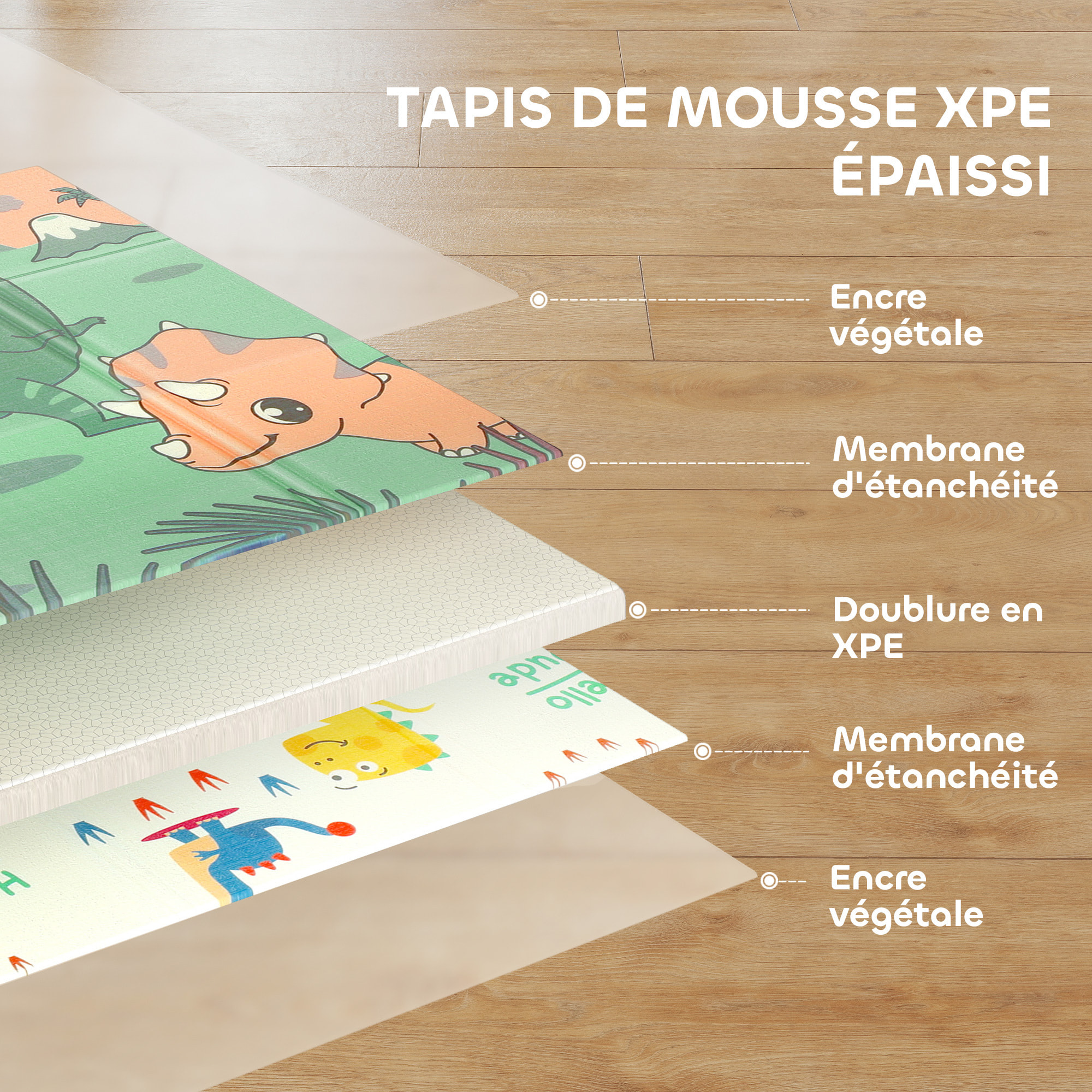 Tapis d'éveil bébé pliable épais réversible en mousse