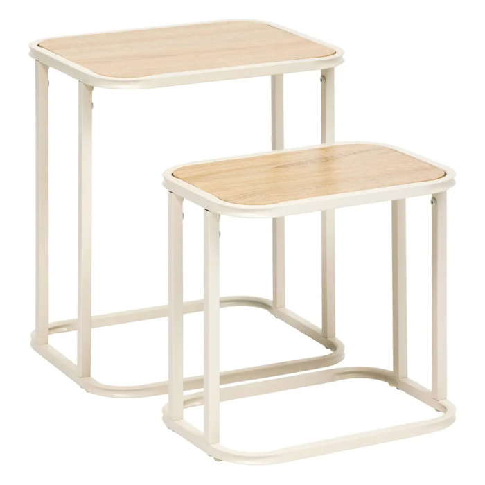 Lot de 2 tables gigognes Curvy bois clair