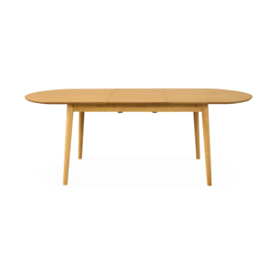 Table à manger oblongue extensible bois d'hévéa et placage chêne 6-8 places LISA