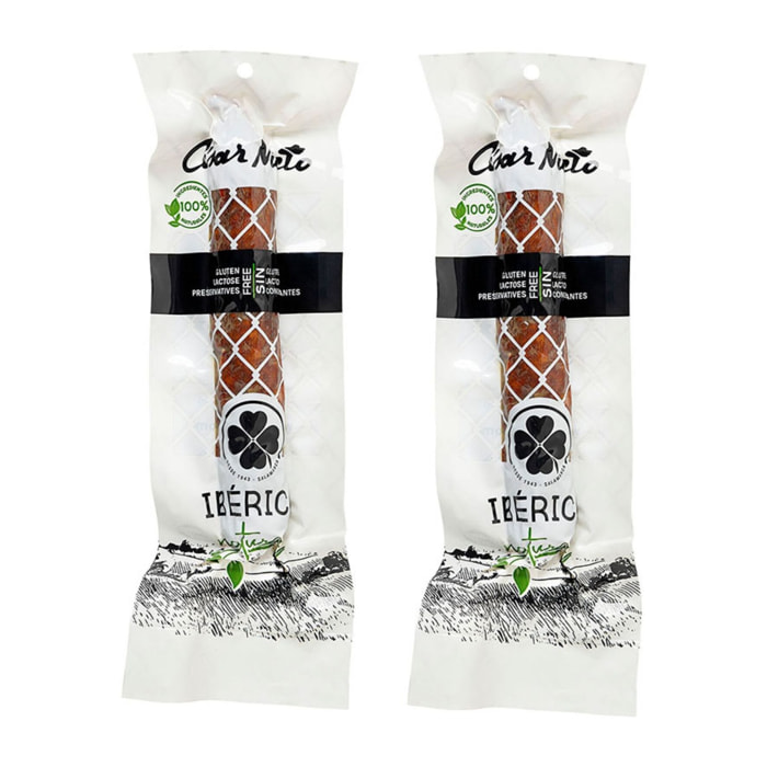 2 x Chorizo Vela Bellota Ibérica 100% Naturel - 2x200 g - Espagne - César Nieto
