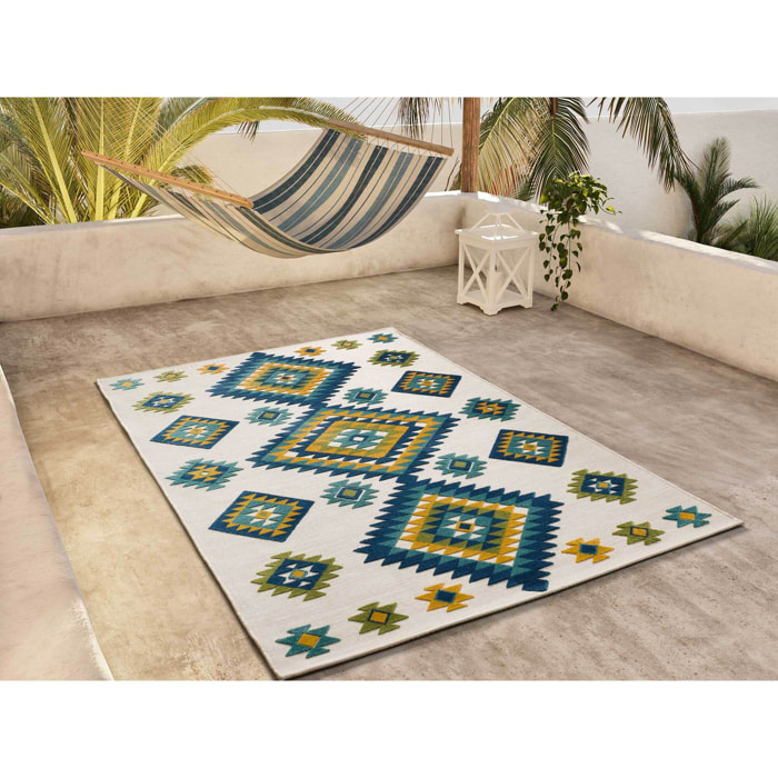 MILA Alfombra Ã©tnica con relieve de exterior-interior multicolor, varias medidas disponibles.
