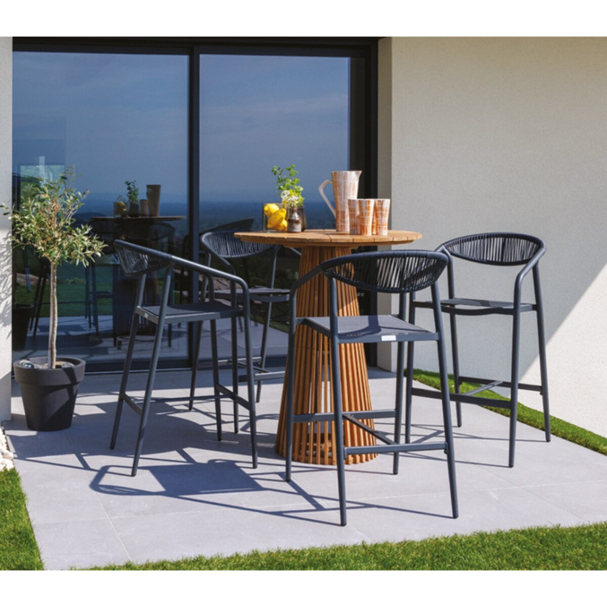 Ensemble de bar  - Bois et gris - BALI BAR