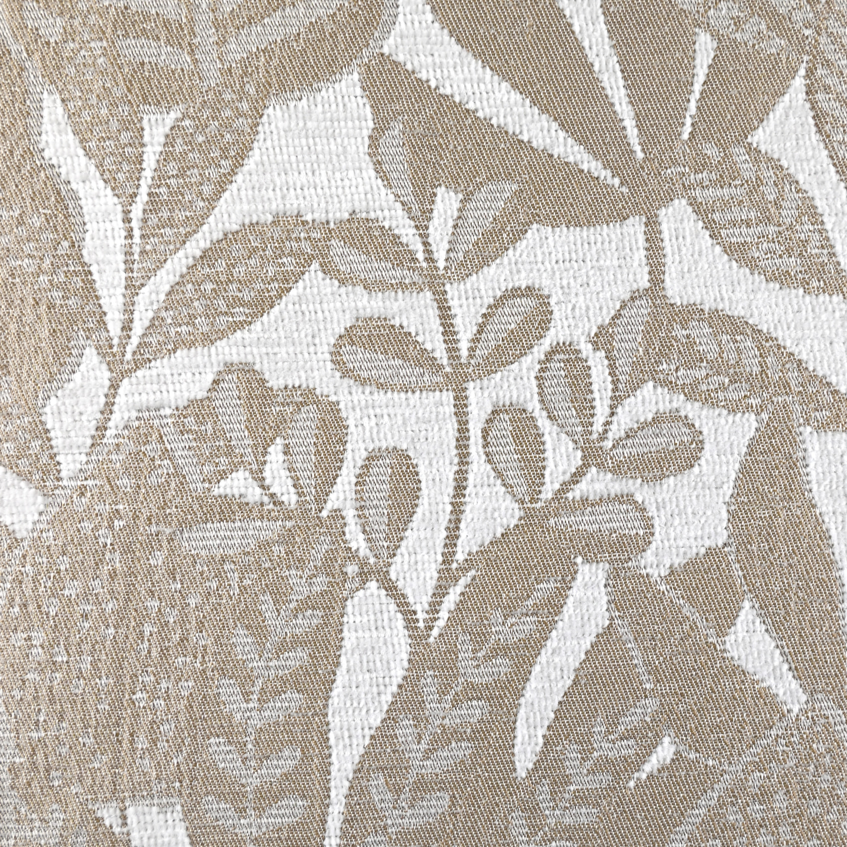 Rideau jacquard chenille à motif feuilles tamisant - Blanc