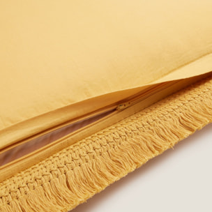 Funda de cojín algodón flecos Cherflec color amarillo 100% Algodón