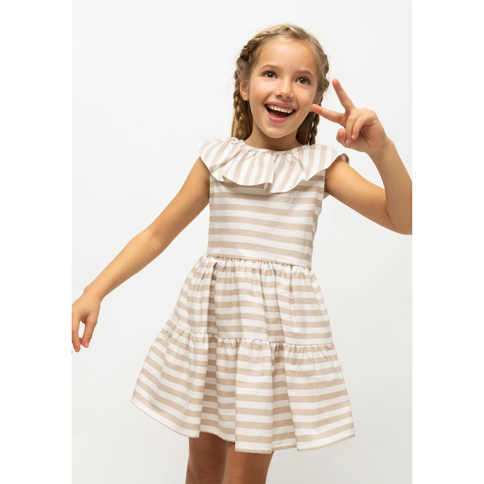 Abito da bambina con volant a righe color