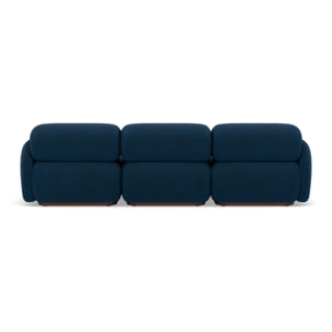 Penelope - canapé droit modulable 3 places en velours texturé - Bleu