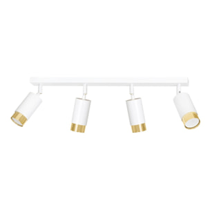 Faretto da soffitto Hiro in acciaio bianco e oro