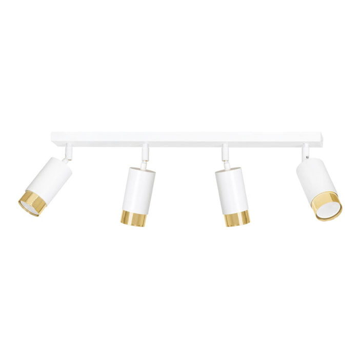 Faretto da soffitto Hiro in acciaio bianco e oro
